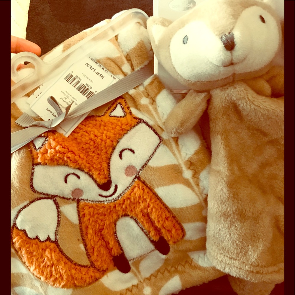 Baby Sherpa throw w/ fox security plush blanket